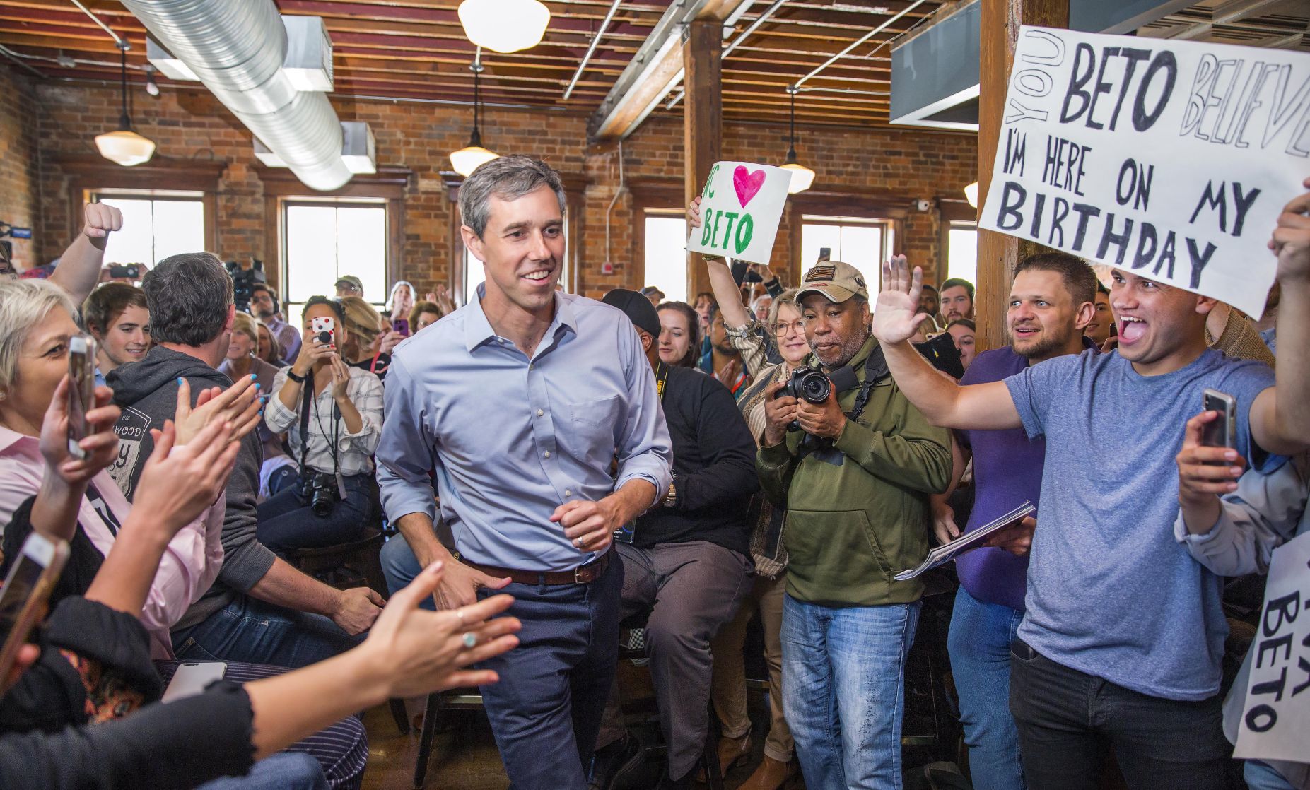 Beto O'Rourke campaigns in Greensboro